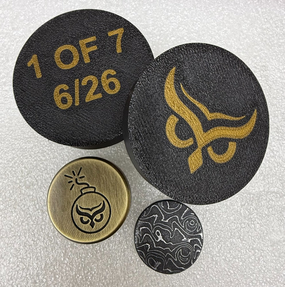 Brass 1.25 marker with a removable Damascus insert
