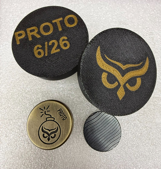 HOO Bomb – Limited Edition Brass &amp; Damascus Marker Prototype
